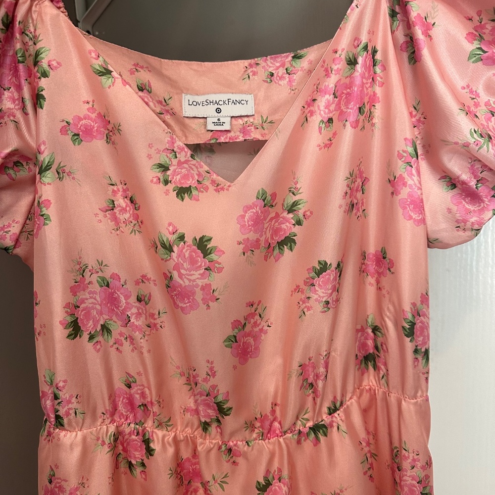 LoveShackFancy Target Cecile Puff Sleeve Dress Pink Melon - Picture 6 of 9